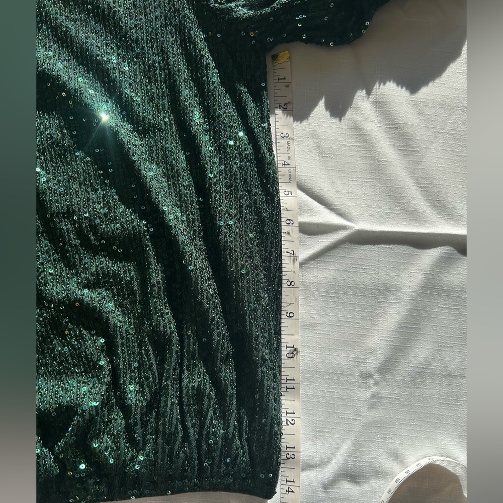 Anthropologie Dark Green Sequin Blouse - Picture 11 of 13